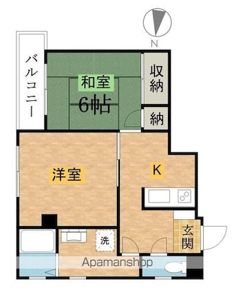 クレールメゾン北野[2K/42.49m2]の間取図