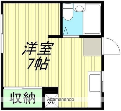 リバーサイド若葉町[1K/19m2]の間取図