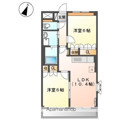 広島県福山市駅家町大字上山守[2LDK/51.3m2]の間取図