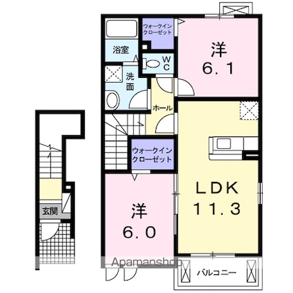 ラフィーネＡ[2LDK/57.58m2]の間取図