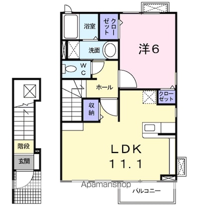 メゾンドサブレＡ[1LDK/46.09m2]の間取図