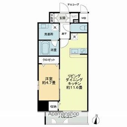 プレイス白壁[1LDK/44.14m2]の間取図