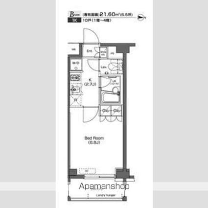 プラウドフラット学芸大学[1K/21.6m2]の間取図