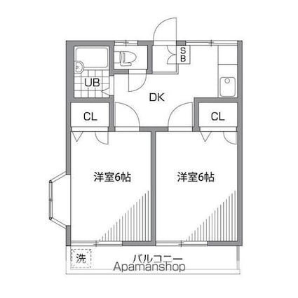 富士見台レジデンスＳ[2DK/34.78m2]の間取図