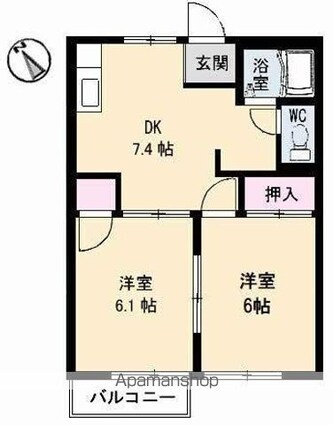 フレンド・ハイツ[2DK/41.8m2]の間取図