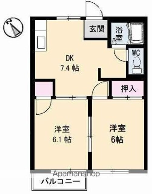フレンド・ハイツ[2DK/41.8m2]の間取図