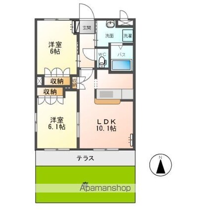 モンシェリー[2LDK/51.66m2]の間取図
