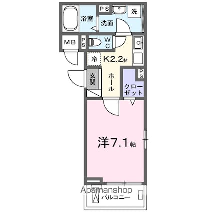 フォルトゥーナ[1K/26.93m2]の間取図