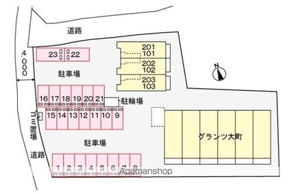 グランツ大町Ⅱ[1K/32.9m2]の配置図