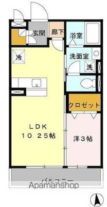 東京都昭島市宮沢町１丁目[1LDK/33.39m2]の間取図