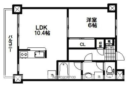 プラッツ木町[1LDK/37.77m2]の間取図