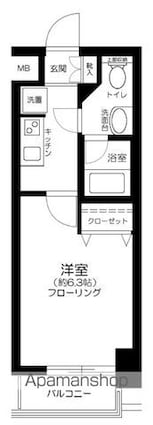 東京都新宿区中落合３丁目[1K/21m2]の間取図