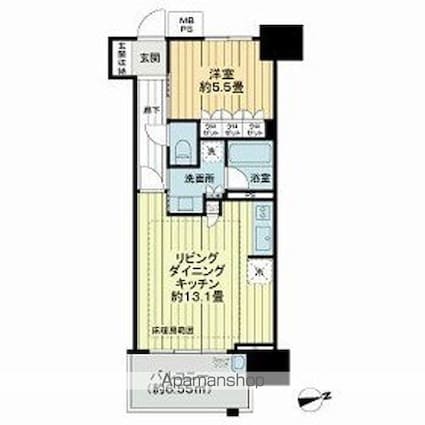 ザ・グランアルト栄[1LDK/45.4m2]の間取図