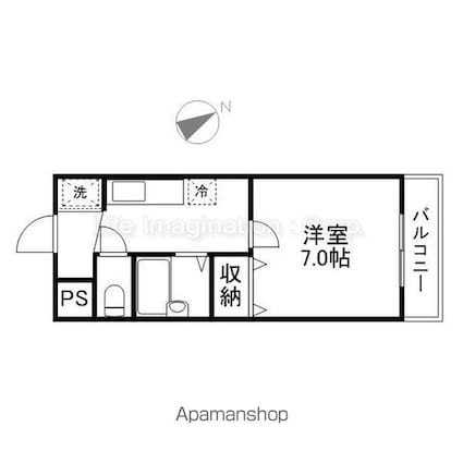 ハイツ学園通り[1K/24m2]の間取図