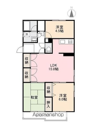 石清尾ハイツ６０２号[3LDK/79.06m2]の間取図