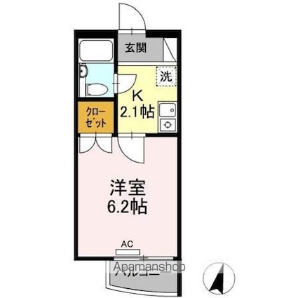 パレス本郷[1K/19.5m2]の間取図