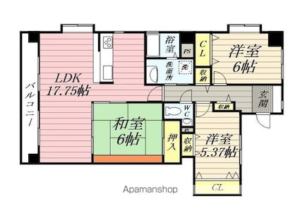 フラージュ・ヴェール[3LDK/82.56m2]の間取図