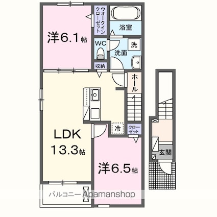 カーサ・グレイス　Ａ[2LDK/59.55m2]の間取図