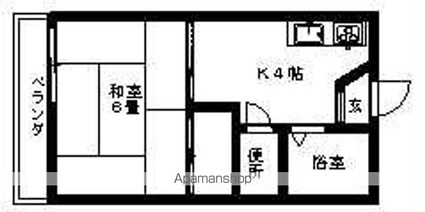 クレセント倉田[1K/21.64m2]の間取図