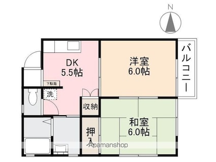 ハーモニー松縄[2DK/38.92m2]の間取図