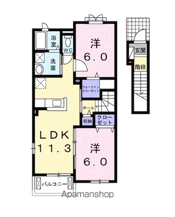 コリーナ木田余Ⅱ[2LDK/58.21m2]の間取図