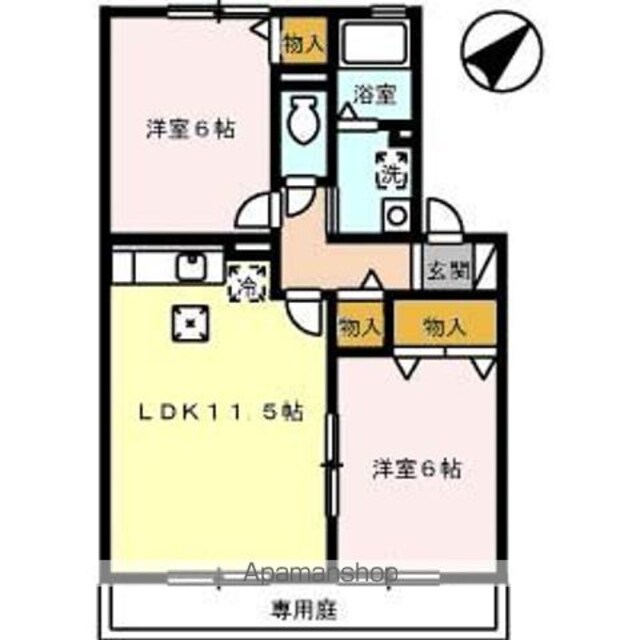 エスポワール加美　Ｂ棟[2LDK/53.7m2]の間取図