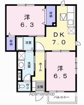 サンセール・リオン　Ｂ[2DK/47.93m2]の間取図