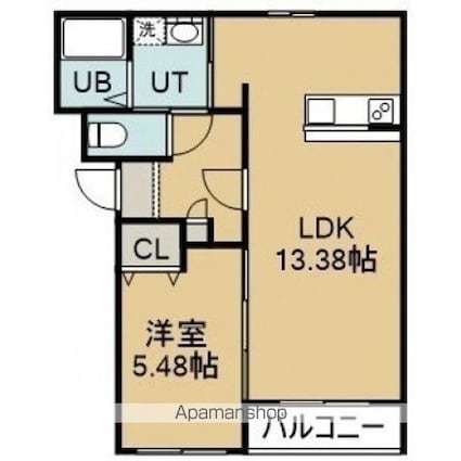 パレ・ドゥ・ヴォーグⅡ[1LDK/45.54m2]の間取図