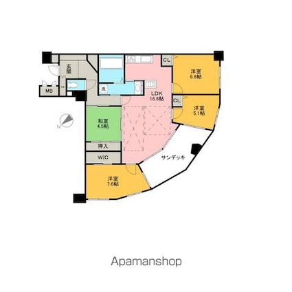 滋賀県草津市野路１丁目[4LDK/96.4m2]の間取図