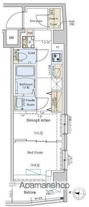Ｃｅｄａｒ　Ｐｌａｚａ目黒本町[1DK/28m2]の間取図