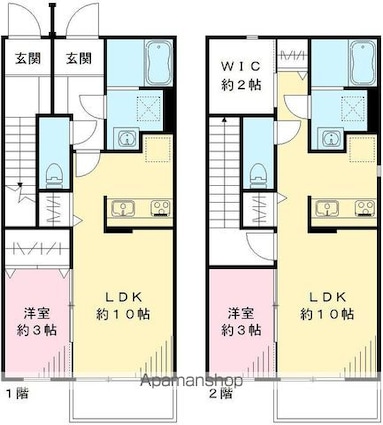 エルメゾン足崎　Ｃ[1LDK/33.36m2]の間取図