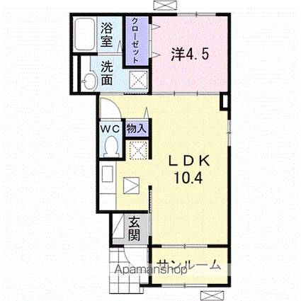 パレ・ロザージュⅣ[1LDK/40.03m2]の間取図