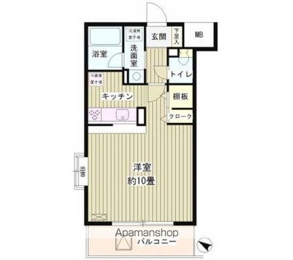 クリア・パル上用賀[1K/33.29m2]の間取図