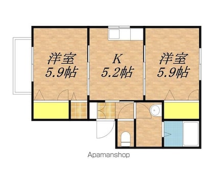 フォーレス二本松[2K/42.48m2]の間取図