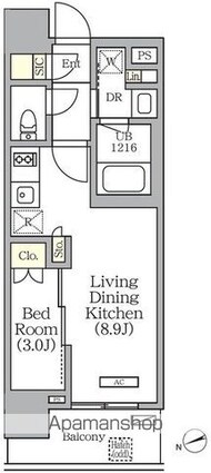 グランエール西日暮里[1LDK/30.96m2]の間取図