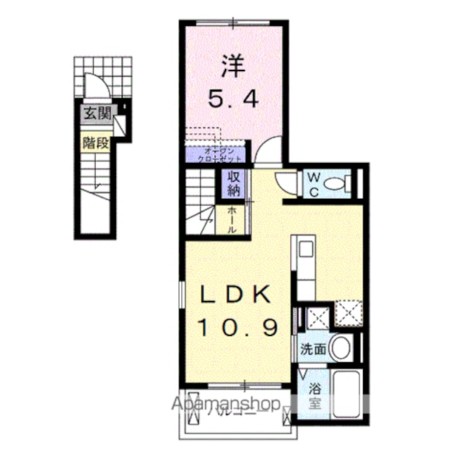 ラポール西庄[1LDK/41.3m2]の間取図