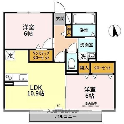 ラ　メゾン　デスポワ　Ｂ[2LDK/55.25m2]の間取図