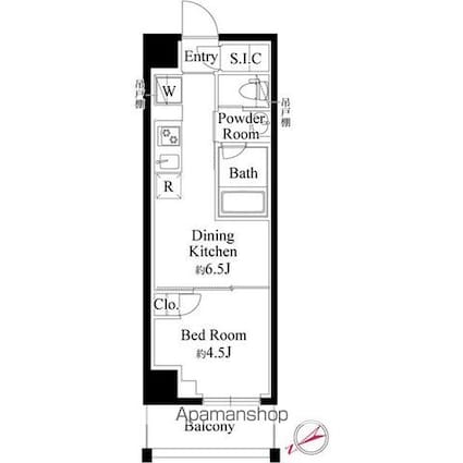 ハーモニーレジデンス新宿[1DK/25.32m2]の間取図
