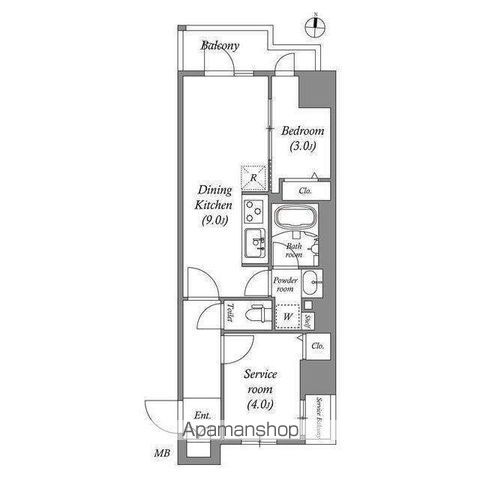 【墨田区緑のマンションの間取り】