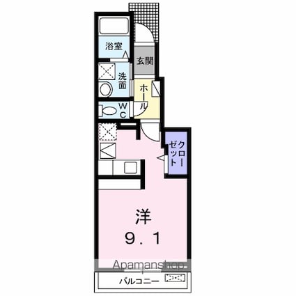 カレント沖[1R/30m2]の間取図