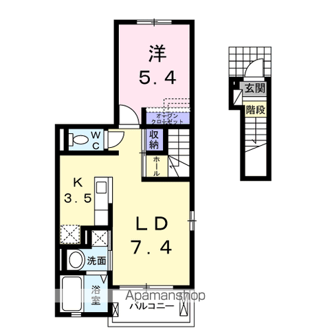 松戸市竹ケ花のアパートの間取り