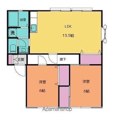 サンビレッジ２１　Ａ[2LDK/60.35m2]の間取図