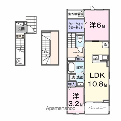 ヒカルサ西東京向台ウエスト[2LDK/58.13m2]の間取図