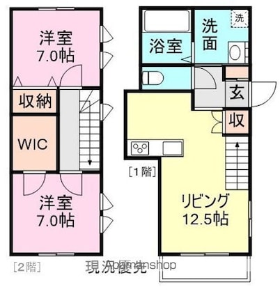 コスモプレイス　Ｃ・Ｄ[2LDK/67.27m2]の間取図