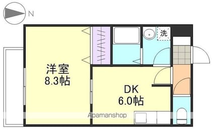岡山県倉敷市西岡[1DK/34.88m2]の間取図