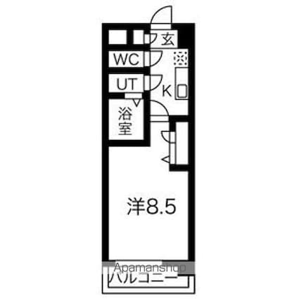 愛知県名古屋市中川区八田町[1K/27.16m2]の間取図