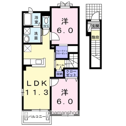 八日市[2LDK/58.21m2]の間取図