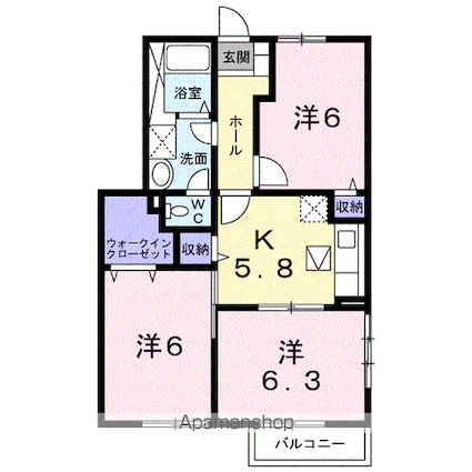 アルバソーレⅡ[3K/56.8m2]の間取図