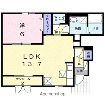 ＣＡＳＡ　ＡＭＯＲＥ[1LDK/50.33m2]の間取図