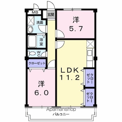 エステート今井[2LDK/55.84m2]の間取図